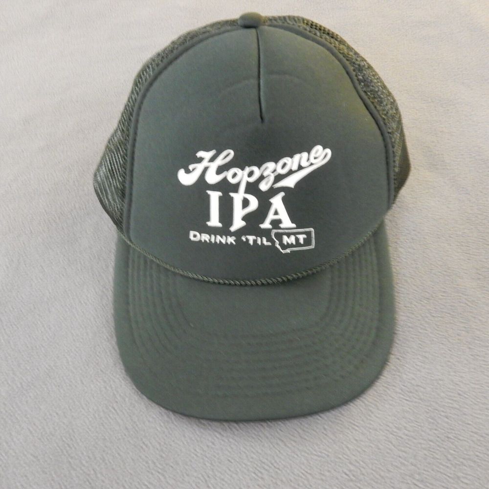 Hopzone IPA Beer Trucker Hat Green Snapback Foam Mesh Cap Brewing Drink Montana